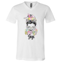 Grandmother Easter Bunny Gigi happy Easter Day V-Neck T-Shirt