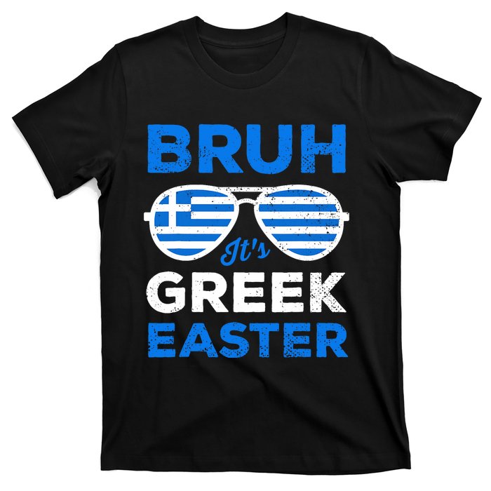 Greek Easter Bruh Funny Retro Sunglasses Greek Easter T-Shirt