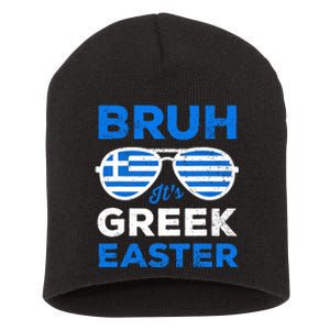 Greek Easter Bruh Funny Retro Sunglasses Greek Easter Short Acrylic Beanie