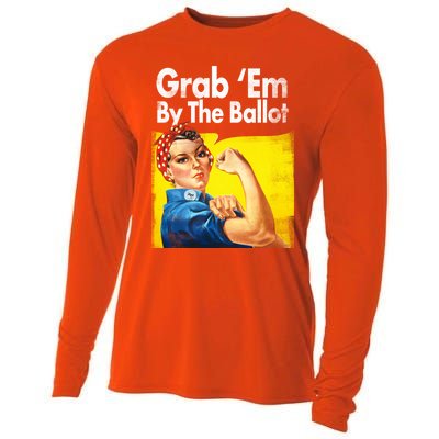 Grab Em By The Ballot Rosie The Riveter 2020 Liberal Voter Funny Gift Cooling Performance Long Sleeve Crew