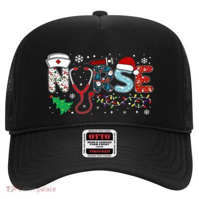 Groovy Er Cna Nurse Winter For Funny Christmas Nurse High Crown Mesh Back Trucker Hat
