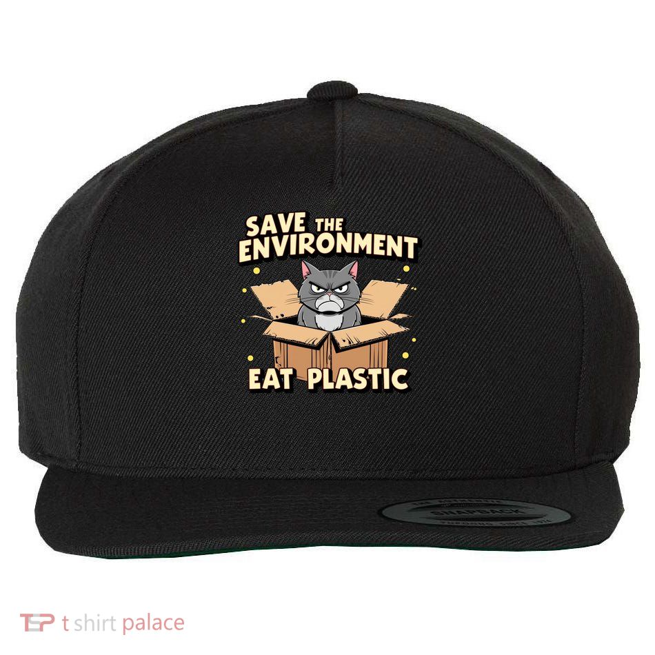 Grumpy Eco Cat – Eat Plastic Wool Snapback Cap