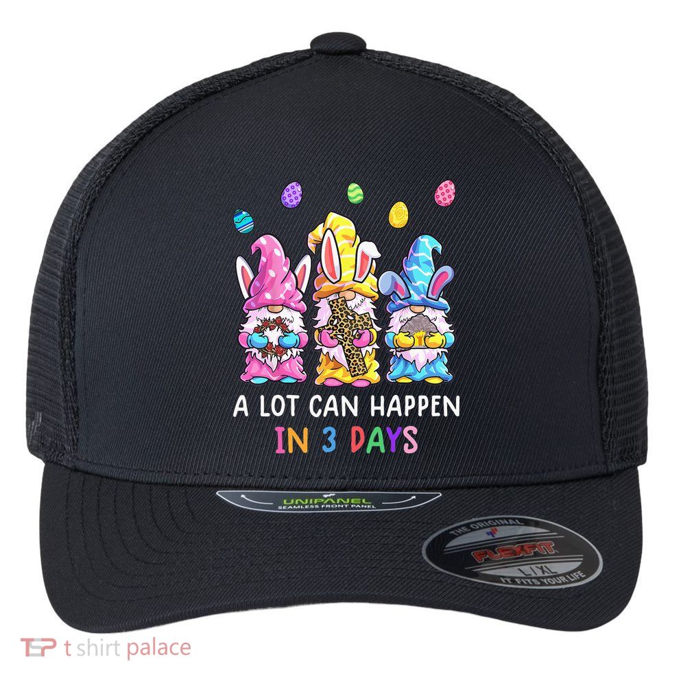 Gnome Easter Christian A Lot Can Happen In 3 Days Leopard Flexfit Unipanel Trucker Cap