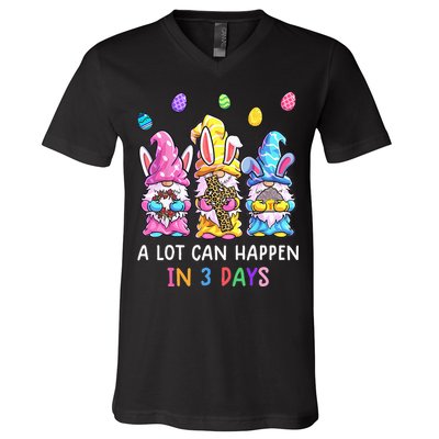 Gnome Easter Christian A Lot Can Happen In 3 Days Leopard V-Neck T-Shirt