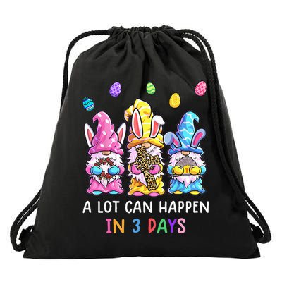Gnome Easter Christian A Lot Can Happen In 3 Days Leopard Drawstring Bag