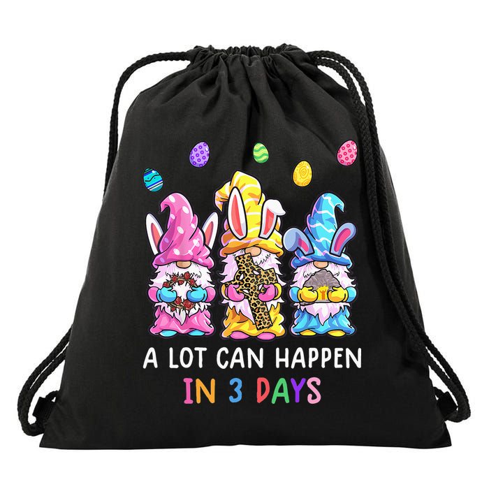 Gnome Easter Christian A Lot Can Happen In 3 Days Leopard Drawstring Bag