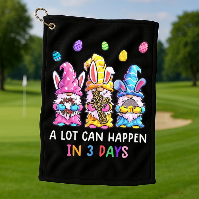 Gnome Easter Christian A Lot Can Happen In 3 Days Leopard Golf Towel