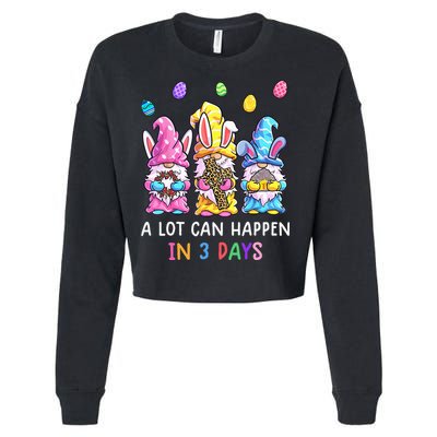 Gnome Easter Christian A Lot Can Happen In 3 Days Leopard Cropped Pullover Crew
