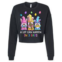 Gnome Easter Christian A Lot Can Happen In 3 Days Leopard Cropped Pullover Crew