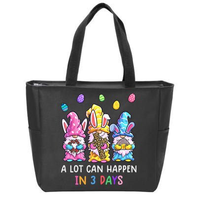 Gnome Easter Christian A Lot Can Happen In 3 Days Leopard Zip Tote Bag