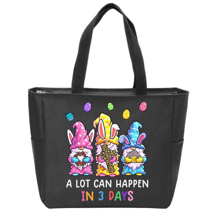 Gnome Easter Christian A Lot Can Happen In 3 Days Leopard Zip Tote Bag