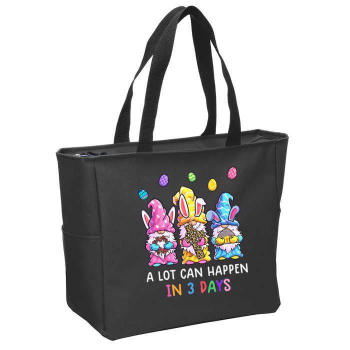 Gnome Easter Christian A Lot Can Happen In 3 Days Leopard Zip Tote Bag
