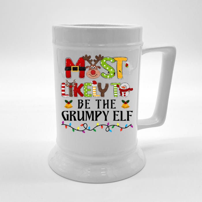 Grumpy Elf Christmas Family Matching Set Beer Stein