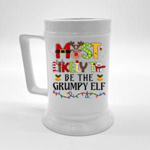 Grumpy Elf Christmas Family Matching Set Beer Stein