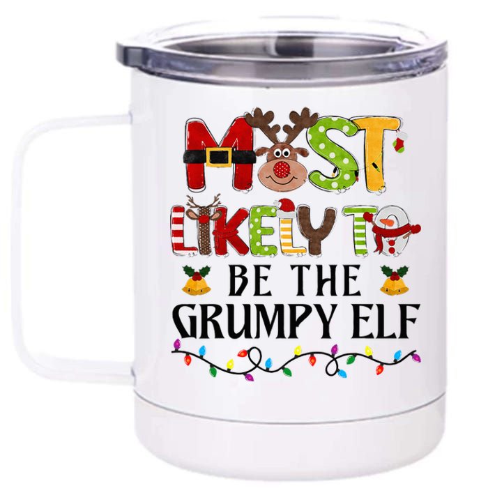 Grumpy Elf Christmas Family Matching Set 12 oz Stainless Steel Tumbler Cup