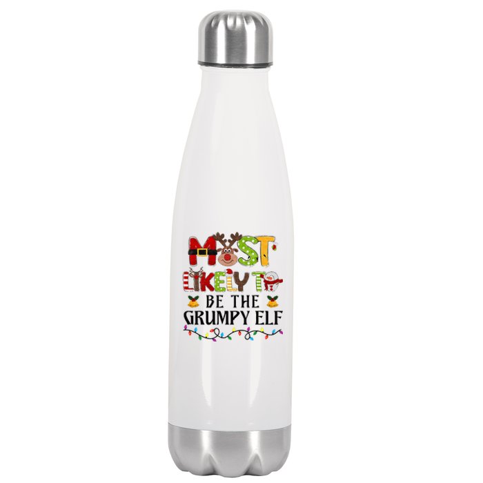 Grumpy Elf Christmas Family Matching Set Stainless Steel Insulated Water Bottle