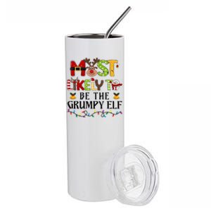 Grumpy Elf Christmas Family Matching Set Stainless Steel Tumbler