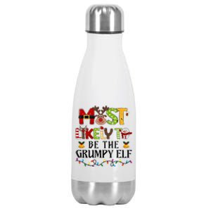 Grumpy Elf Christmas Family Matching Set Stainless Steel Insulated Water Bottle