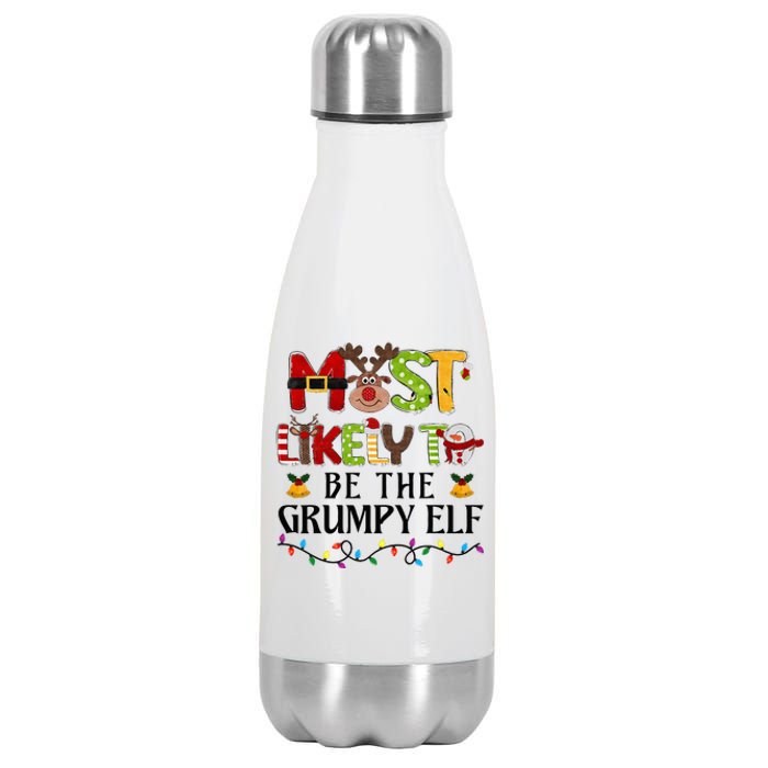 Grumpy Elf Christmas Family Matching Set Stainless Steel Insulated Water Bottle