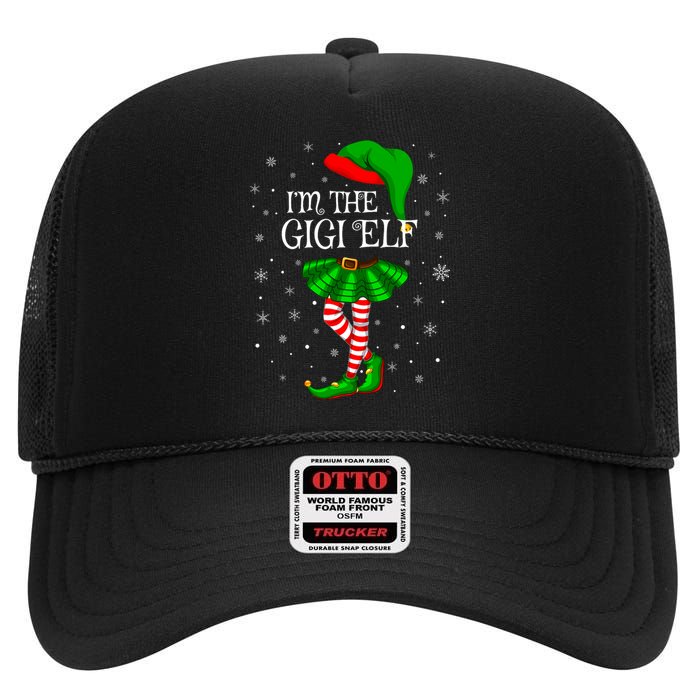 Gigi Elf Christmas Matching Family Elf High Crown Mesh Back Trucker Hat