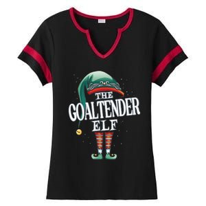 Goaltender Elf Christmas Group Xmas Pajama Party Gift Ladies Halftime Notch Neck Tee