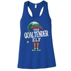 Goaltender Elf Christmas Group Xmas Pajama Party Gift Women's Racerback Tank