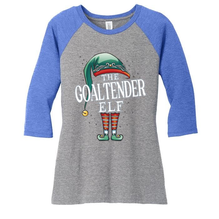 Goaltender Elf Christmas Group Xmas Pajama Party Gift Women's Tri-Blend 3/4-Sleeve Raglan Shirt