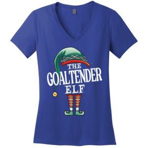 Goaltender Elf Christmas Group Xmas Pajama Party Gift Women's V-Neck T-Shirt