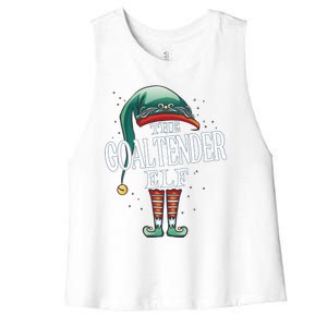 Goaltender Elf Christmas Group Xmas Pajama Party Gift Women's Racerback Cropped Tank