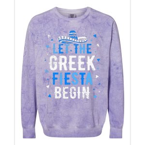 Greek Easter Cinco De Mayo Funny Let The Greek Fiesta Begin Colorblast Crewneck Sweatshirt