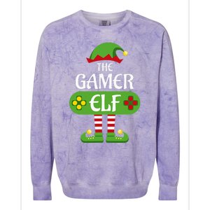 Gamer Elf Christmas Matching Group Family Colorblast Crewneck Sweatshirt