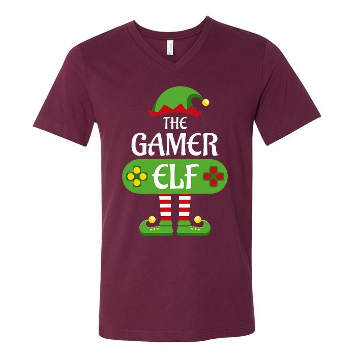 Gamer Elf Christmas Matching Group Family V-Neck T-Shirt