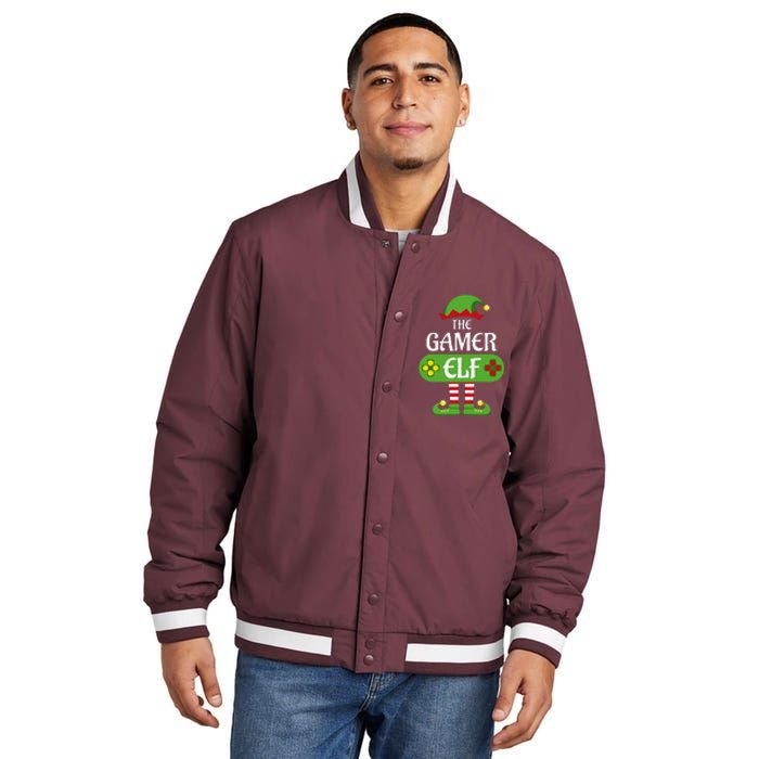 Gamer Elf Christmas Matching Group Family Insulated Varsity Jacket