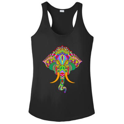 Ganesh Elephant Colorful Ganesha God Face Hindu Art Ladies PosiCharge Competitor Racerback Tank