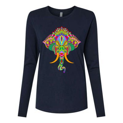 Ganesh Elephant Colorful Ganesha God Face Hindu Art Womens Cotton Relaxed Long Sleeve T-Shirt