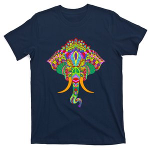 Ganesh Elephant Colorful Ganesha God Face Hindu Art T-Shirt