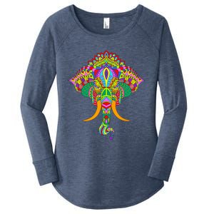 Ganesh Elephant Colorful Ganesha God Face Hindu Art Women's Perfect Tri Tunic Long Sleeve Shirt