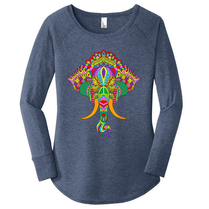 Ganesh Elephant Colorful Ganesha God Face Hindu Art Women's Perfect Tri Tunic Long Sleeve Shirt