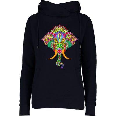 Ganesh Elephant Colorful Ganesha God Face Hindu Art Womens Funnel Neck Pullover Hood