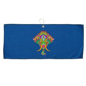 Ganesh Elephant Colorful Ganesha God Face Hindu Art Large Microfiber Waffle Golf Towel