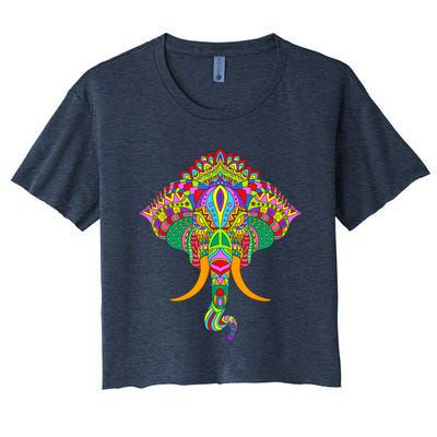 Ganesh Elephant Colorful Ganesha God Face Hindu Art Women's Crop Top Tee