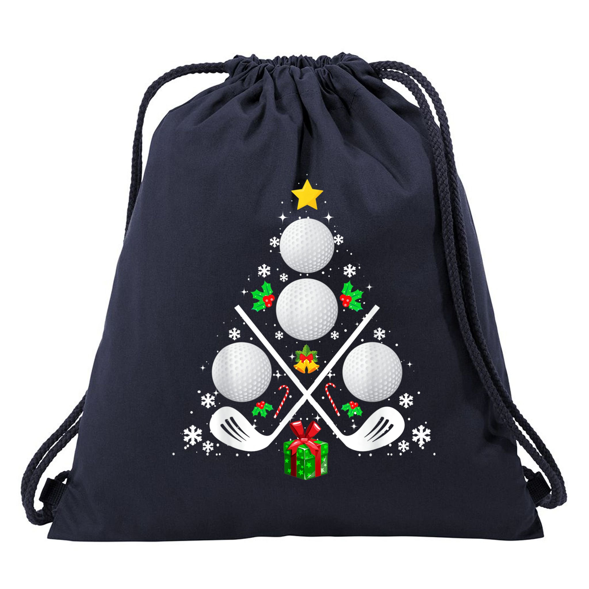 Golf Equipment Christmas Tree Christmas Golf Drawstring Bag