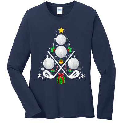 Golf Equipment Christmas Tree Christmas Golf Ladies Long Sleeve Shirt