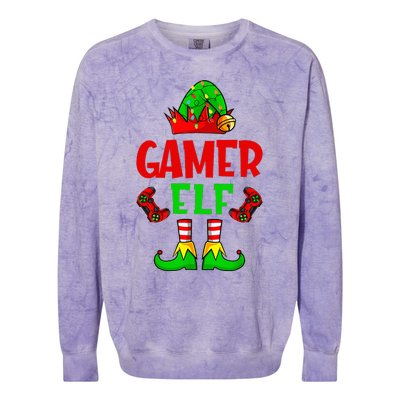 Gamer Elf Christmas Matching Family Group Video Games Xmas Colorblast Crewneck Sweatshirt