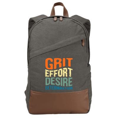 Grit Effort Desire Determination Cotton Canvas Backpack