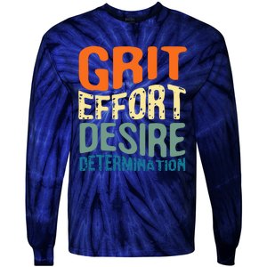 Grit Effort Desire Determination Tie-Dye Long Sleeve Shirt