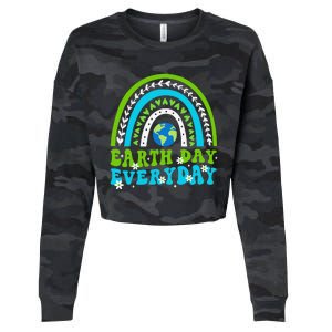 Groovy Earth Day Save Our Home Go Planet Rainbow Cropped Pullover Crew