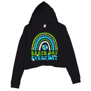 Groovy Earth Day Save Our Home Go Planet Rainbow Crop Fleece Hoodie