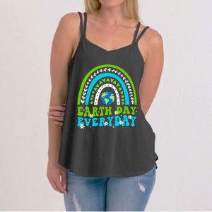 Groovy Earth Day Save Our Home Go Planet Rainbow Women's Strappy Tank