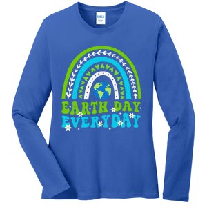 Groovy Earth Day Save Our Home Go Planet Rainbow Ladies Long Sleeve Shirt